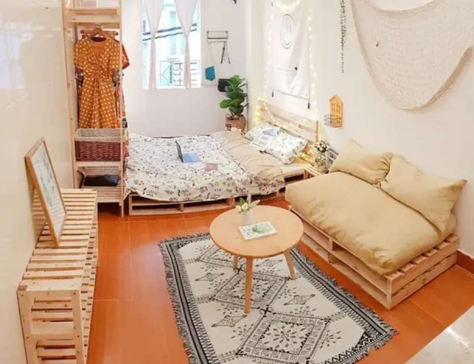 Phong cách Boho / cá tính – điểm nhấn tranh, cây xanh, phụ kiện decor