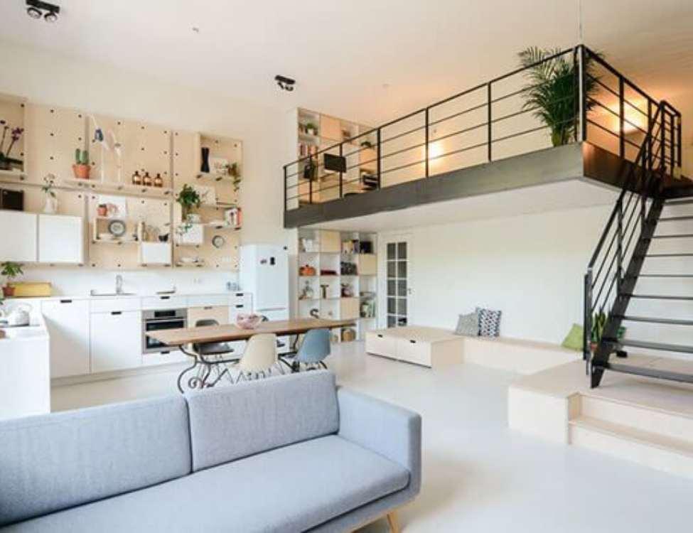 Thiết kế phòng trọ có gác lửng hoặc diện tích lớn hơn (~20–30 m²)