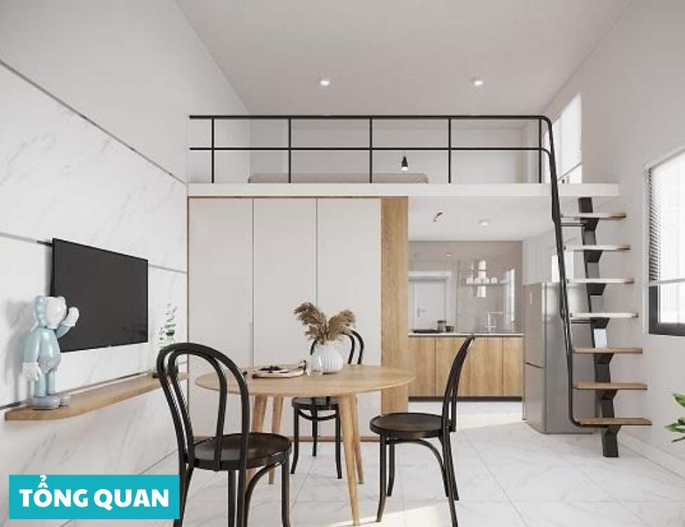decor phòng trọ 15m2 có gác