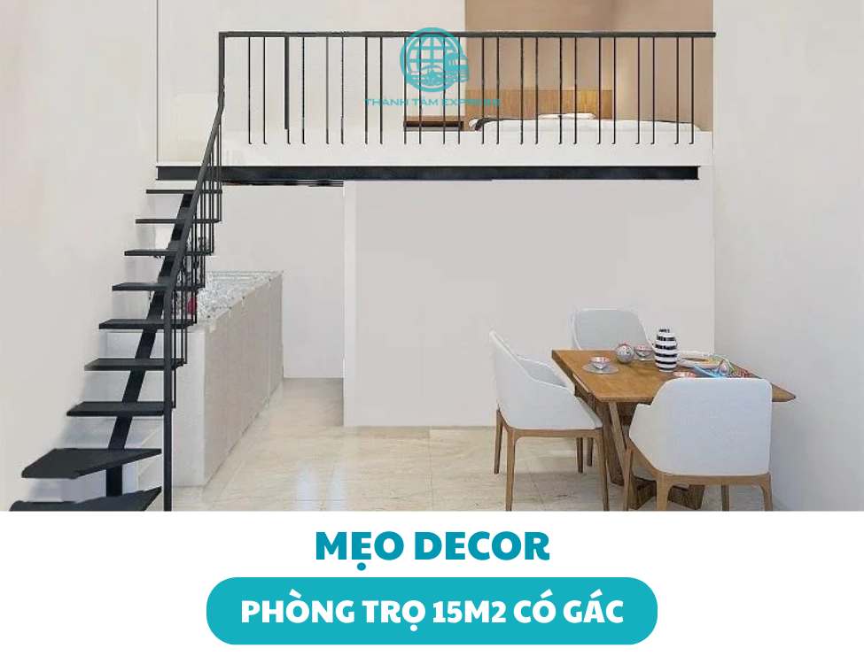 decor phòng trọ 15m2 có gác