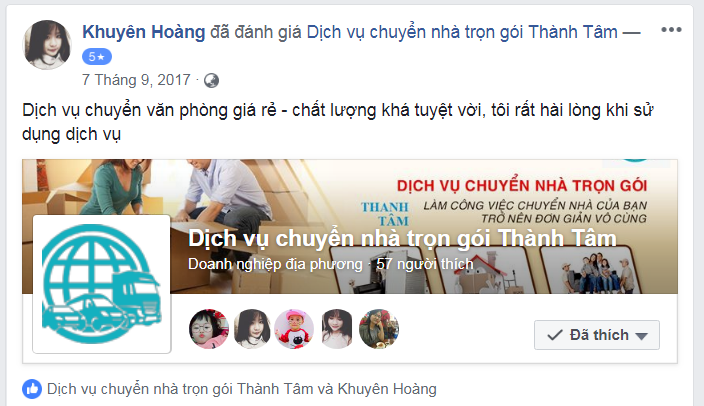 Nhận xét của khách hàng khi sử dụng dịch vụ chuyển nhà trọn gói giá rẻ tại Thành Tâm cung cấp.